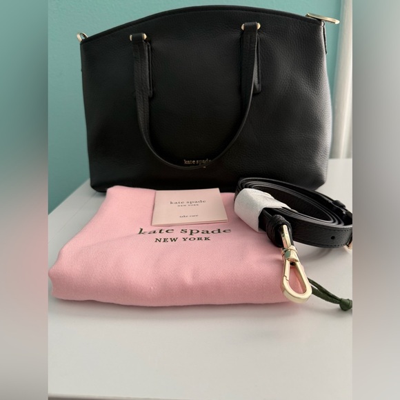 kate spade Handbags - Kate Spade Small Black Pebbled Leather Abbott Satchel